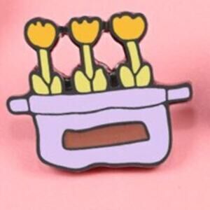 3 Yellow Tulips Plant Flower Pin Brooch